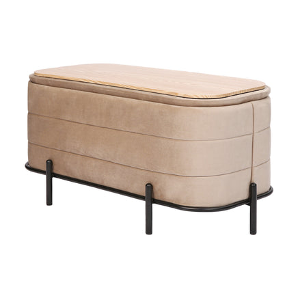 La Bella Coffee Table Storage Ottoman - Velvet Blanket Box Bench DEMI - CAMEL BEIGE