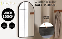 Wall Arch Mirror Arc Aluminum Frame Bathroom 50x100cm BLACK
