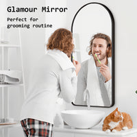 Wall Arch Mirror Arc Aluminum Frame Bathroom 50x100cm BLACK