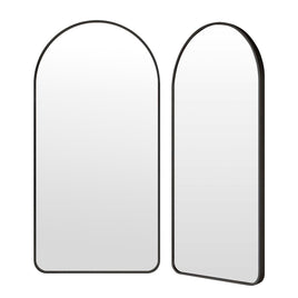 2 Set Wall Arch Mirror Arc Aluminum Frame Bathroom 50x100cm BLACK
