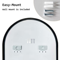 2 Set Wall Arch Mirror Arc Aluminum Frame Bathroom 50x100cm BLACK