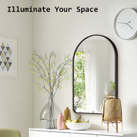 Wall Arch Mirror Arc Aluminum Frame Bathroom 50x80cm BLACK