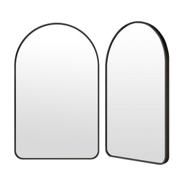 2 Set Wall Arch Mirror Arc Aluminum Frame Bathroom 50x80cm BLACK