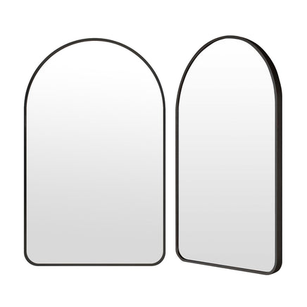 2 Set Wall Arch Mirror Arc Aluminum Frame Bathroom 50x80cm BLACK