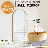 Wall Arch Mirror Arc Aluminum Frame Bathroom 50x100cm GOLD