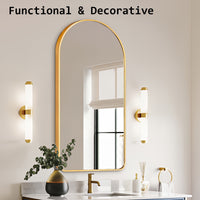 Wall Arch Mirror Arc Aluminum Frame Bathroom 50x100cm GOLD