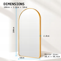 Wall Arch Mirror Arc Aluminum Frame Bathroom 50x100cm GOLD