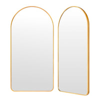 2 Set Wall Arch Mirror Arc Aluminum Frame Bathroom 50x100cm GOLD