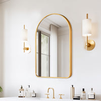 Wall Arch Mirror Arc Aluminum Frame Bathroom 50x80cm GOLD