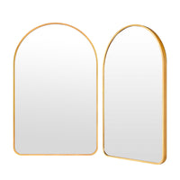 2 Set Wall Arch Mirror Arc Aluminum Frame Bathroom 50x80cm GOLD