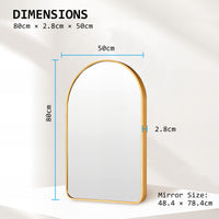 2 Set Wall Arch Mirror Arc Aluminum Frame Bathroom 50x80cm GOLD