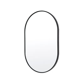 Wall Mirror Oval Aluminum Frame Bathroom 50x75cm BLACK
