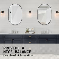 2 Set Wall Mirror Oval Aluminum Frame Bathroom 50x75cm BLACK