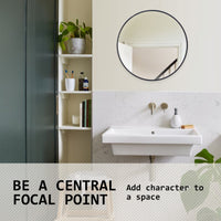 2 Set Wall Mirror Round Aluminum Frame Bathroom 50cm BLACK