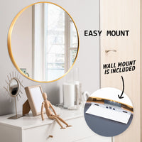 Wall Mirror Round Aluminum Frame Bathroom 80cm GOLD