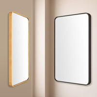 Wall Mirror Rectangular Aluminum Frame Bathroom 60x80cm BLACK