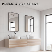 Wall Mirror Rectangular Aluminum Frame Bathroom 60x80cm BLACK