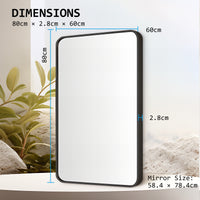 Wall Mirror Rectangular Aluminum Frame Bathroom 60x80cm BLACK