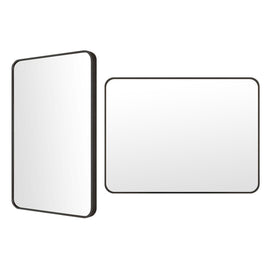 2 Set Wall Mirror Rectangular Aluminum Frame Bathroom 60x80cm BLACK
