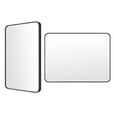 2 Set Wall Mirror Rectangular Aluminum Frame Bathroom 60x80cm BLACK