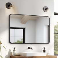 2 Set Wall Mirror Rectangular Aluminum Frame Bathroom 60x80cm BLACK