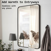 2 Set Wall Mirror Rectangular Aluminum Frame Bathroom 60x80cm BLACK