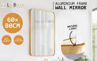 Wall Mirror Rectangular Aluminum Frame Bathroom 60x80cm GOLD