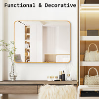 2 Set Wall Mirror Rectangular Aluminum Frame Bathroom 60x80cm GOLD