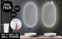 LED Wall Mirror Oval Anti-Fog Bathroom 50x75cm