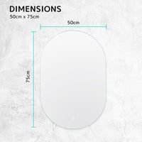 LED Wall Mirror Oval Anti-Fog Bathroom 50x75cm