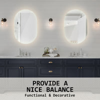 2 Set LED Wall Mirror Oval Anti-Fog Bathroom 50x75cm