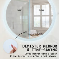 2 Set LED Wall Mirror Round Anti-Fog Bathroom 50cm