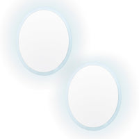 2 Set LED Wall Mirror Round Anti-Fog Bathroom 60cm