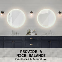 2 Set LED Wall Mirror Round Anti-Fog Bathroom 80cm