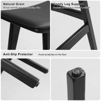 2X Wooden Bar Stool Padded PU Leather Dining Chair KANSO 65cm BLACK