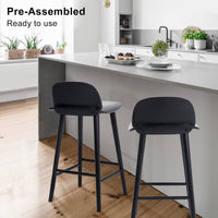 2X Wooden Bar Stool Dining Chair Ash Wood ELISE 65cm BLACK