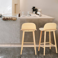 2X Wooden Bar Stool Dining Chair Ash Wood ELISE 65cm
