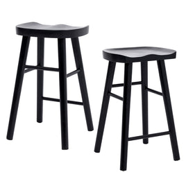 2X Wooden Bar Stool Dining Chair Pine Wood FRIDA 65cm BLACK