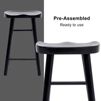 2X Wooden Bar Stool Dining Chair Pine Wood FRIDA 65cm BLACK