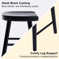 2X Wooden Bar Stool Dining Chair Pine Wood FRIDA 65cm BLACK