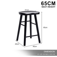 2X Wooden Bar Stool Dining Chair Pine Wood FRIDA 65cm BLACK