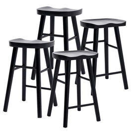 4X Wooden Bar Stool Dining Chair Pine Wood FRIDA 65cm BLACK