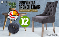 2X French Provincial Dining Chair Oak Leg AMOUR BLACK