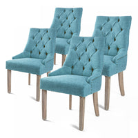 4X French Provincial Dining Chair Oak Leg AMOUR BLUE