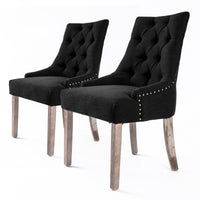 2X French Provincial Dining Chair Oak Leg AMOUR DARK BLACK