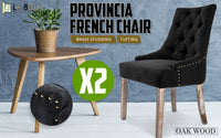 2X French Provincial Dining Chair Oak Leg AMOUR DARK BLACK