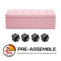 Storage Ottoman Stool 102cm Fabric PINK