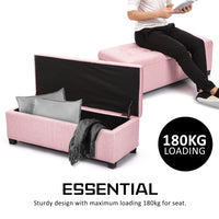 Storage Ottoman Stool 102cm Fabric PINK