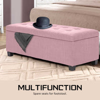 Storage Ottoman Stool 102cm Fabric PINK