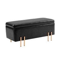 Storage Ottoman Stool Bench Seat 97cm PU Leather BLACK